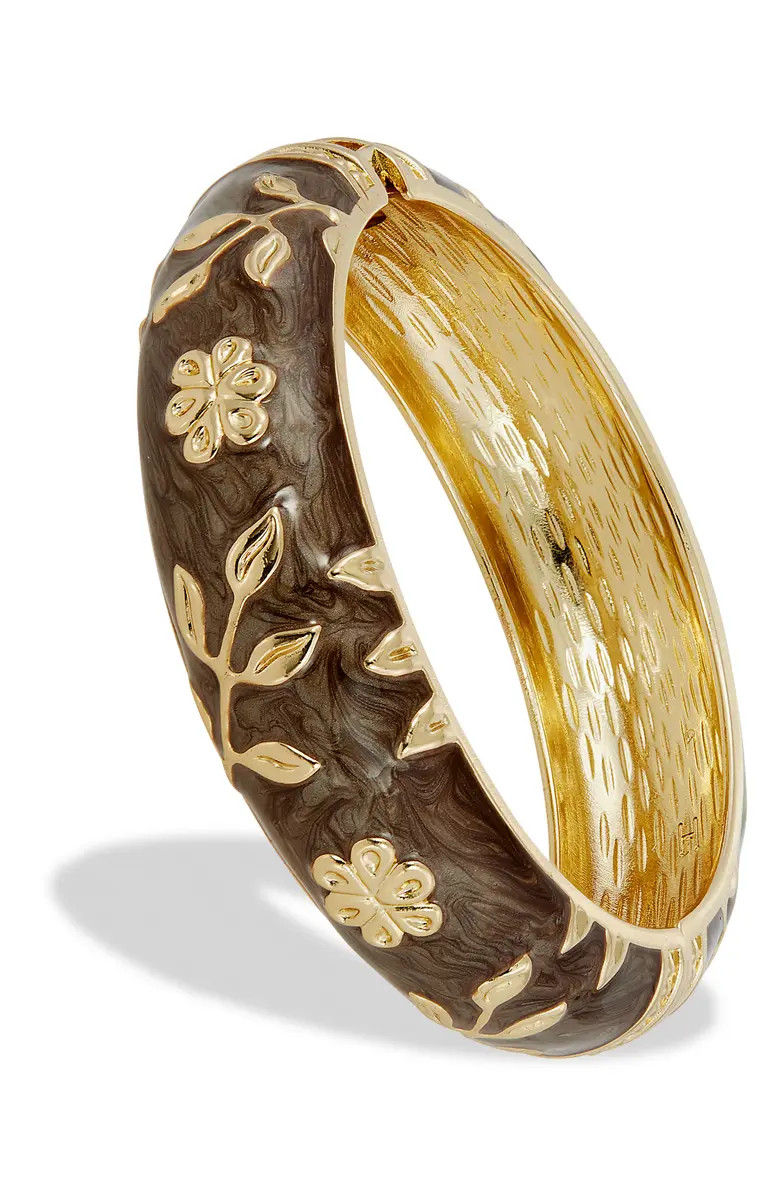 SAVVY CIE JEWELS Enameled Floral Hinge Bangle Bracelet | Nordstromrack | Nordstrom Rack