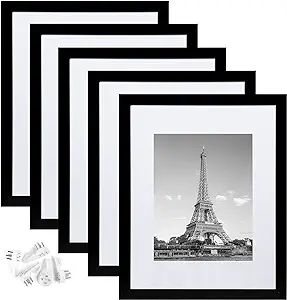 upsimples 11x14 Picture Frame Set of 5, Display Pictures 8x10 with Mat or 11x14 Without Mat, Wall... | Amazon (US)