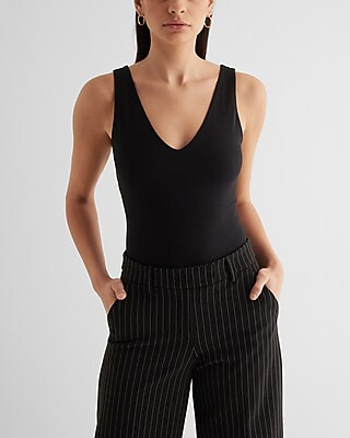 Body Contour Cotton Double V-Neck Bodysuit | Express