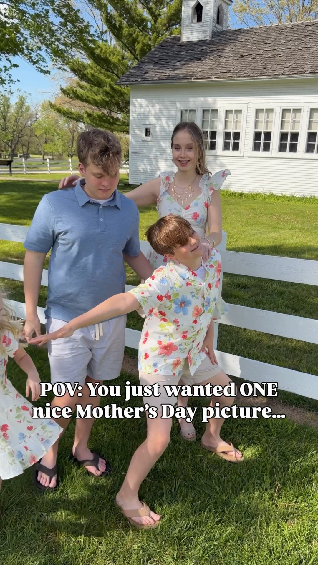Mother’s Day photos with kids always start with “this will be quick” and somehow turn into total chaos 😂📸

Between the fighting, falling over, and trying to get everyone to look at the camera at the same time… I’m honestly calling this one a success 😭🤍

Also linking our family outfits because I’m obsessed with how these turned out ✨

Thinking of anyone having a hard Mother’s Day today and sending extra love your way 🤍

#FamilyFits #MatchingFamilyOutfits #MothersDay #MomLife #FamilyStyle #LTKFamily

#LTKmomlife #LTKKids #LTKMothersDay