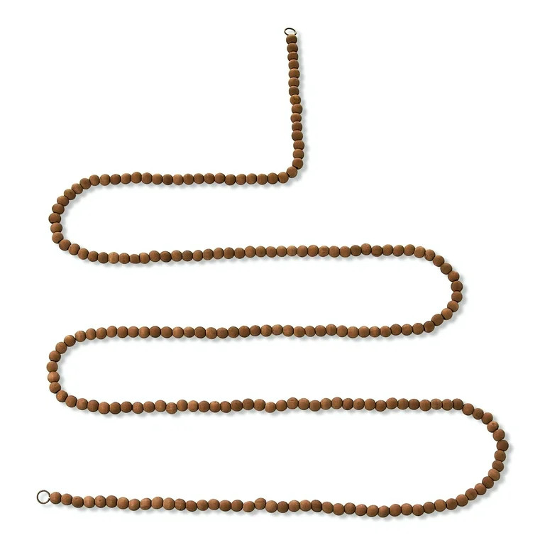 Round 14mm Wood Bead Christmas Garland, Brown, 9', by Holiday Time | Walmart (US)