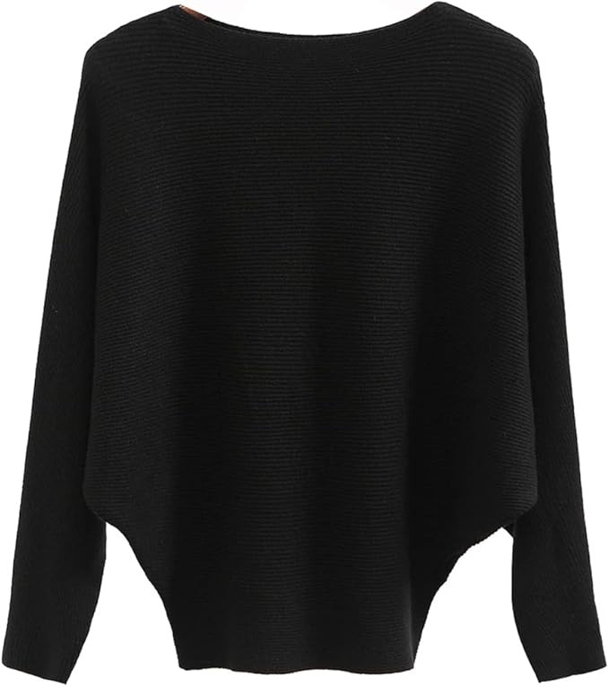 Ckikiou Womens Lightweight Oversized Boat Neck Sweaters Tops Dolman Batwing Sleeve Ribbed Knitted... | Amazon (US)