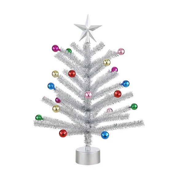 Mr. Christmas 24" Rotating Tinsel Tree, silver | Walmart (US)