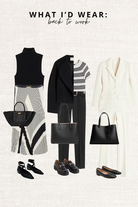 What I’d wear - back to work 💼

Leave a 🖤 to favorite this post and come back later to shop. 

outfit inspiration, autumn outfit, Mango, midi skirt, cashmere blend polo neck top, Massimo Dutti, textured short sleeve striped top, DeMellier, Kate Spade tote, ballet flats, Sam Edelman, white twill blazer, flared twill pants, leather loafers, H&M. 

#LTKSeasonal #LTKworkwear #LTKeurope