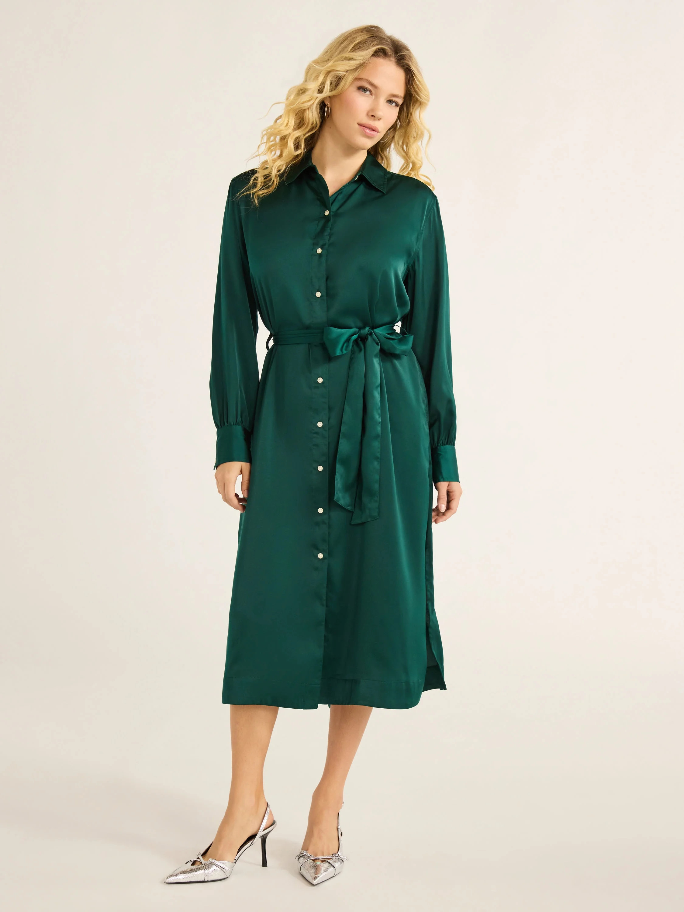 Free Assembly Women’s Belted Midi Shirtdress with Long Sleeves, Size XS-XXXL | Walmart (US)
