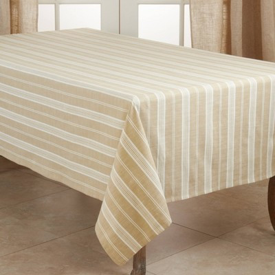 104" x 65" Cotton Striped Tablecloth Beige - Saro Lifestyle | Target