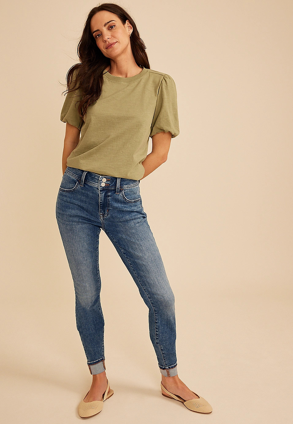 m jeans by maurices\u2122 Cool Comfort Mid Rise Double Button Cuff Hem Jegging | Maurices