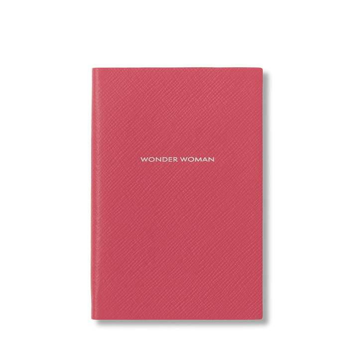 Wonder Woman Chelsea Notebook in Panama in raspberry | Smythson | Smythson