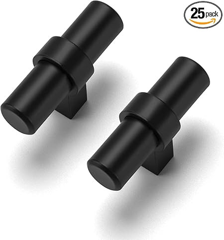 goldenwarm 25 Pack Black Cabinet Knobs Kitchen Cabinet Handles Dresser Drawer Pulls, T-bar Closet... | Amazon (US)