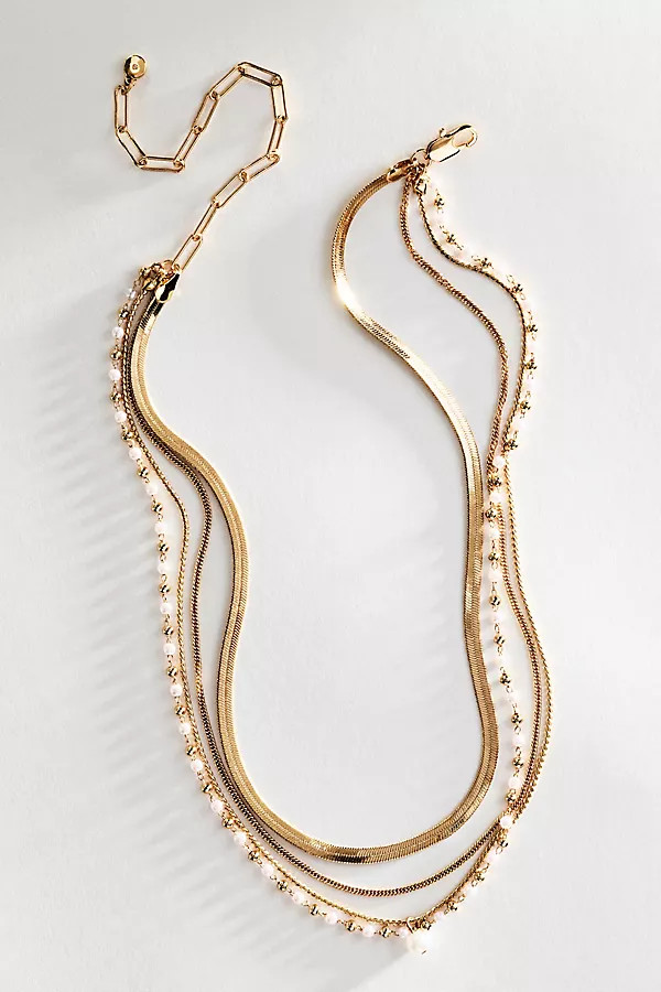 Ettika All the Chains Pearl Layered Necklace | Anthropologie (US)