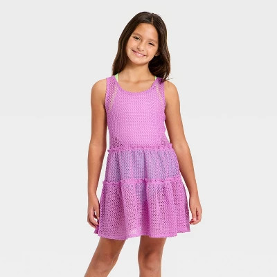 Girls' Top Tier Crochet Cover-Up Dress - Cat & Jack™ Lavender XS | Target