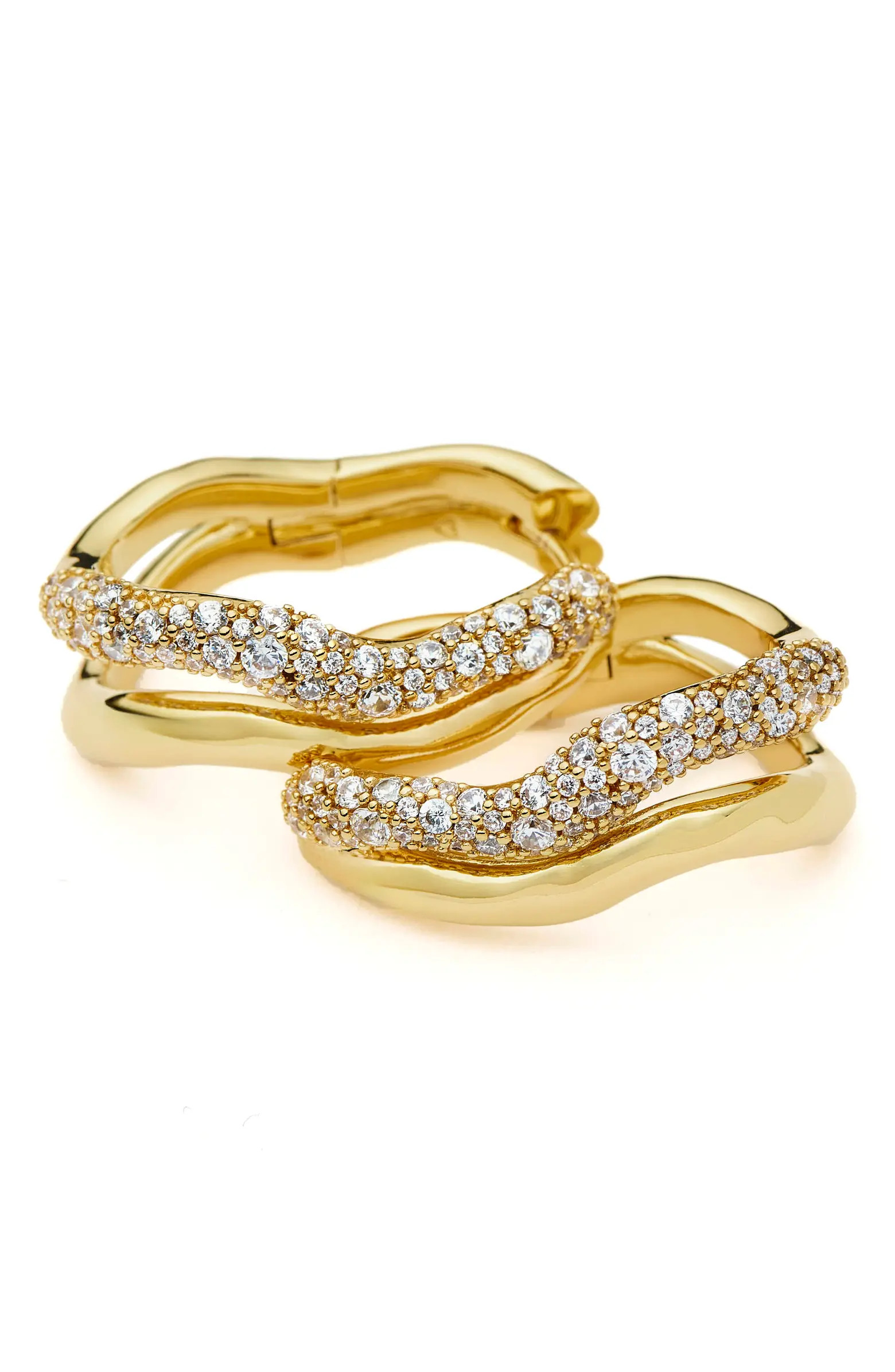 Molten Snow Cubic Zirconia Double Hoop Earrings | Nordstrom