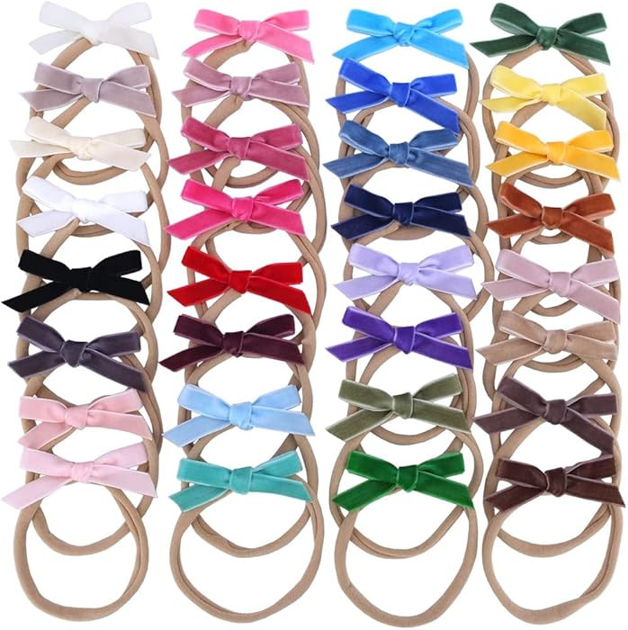 Sugarmelon Velvet Bow Headbands Nylon Hairband, 2.75'' Mini, 32 PCS
        Soft Stretchy, for Ne... | Amazon (US)
