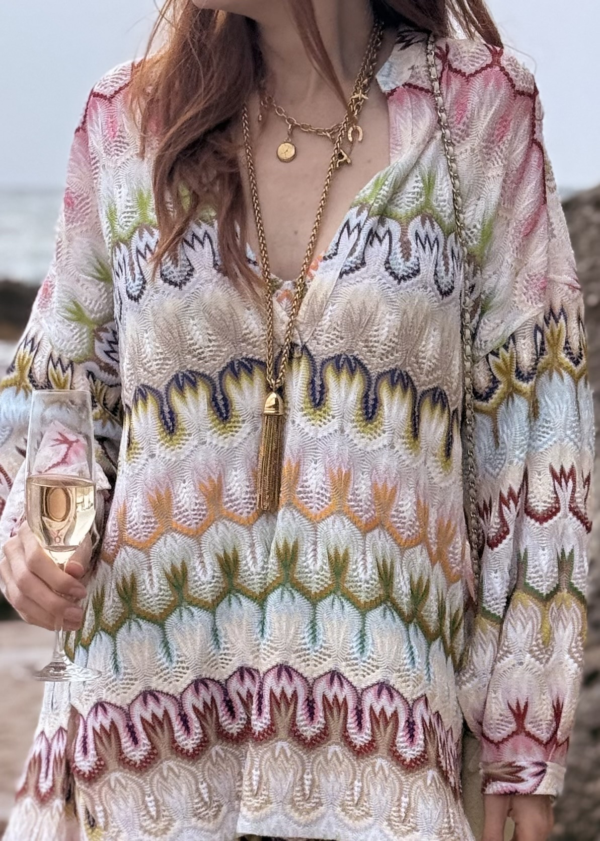 New accessories from London just in time for my trip to California. 
This tassel is heavy in all the right ways- substantial. 
My charm necklace is totally personalized- you pick all 5 of your charms! Truly a perfect Christmas gift or a gift to yourself 😍
Feeling very cool in these pieces in Laguna 🌊