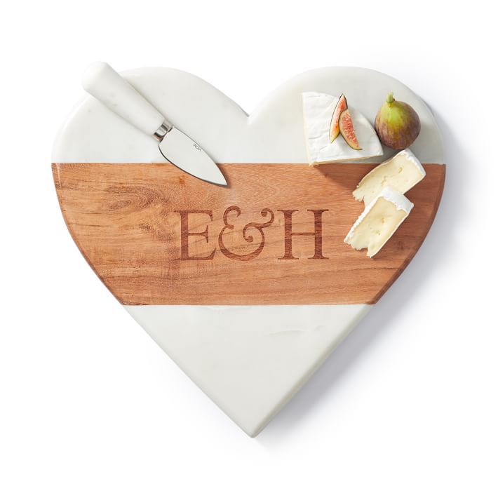 Wood and Marble Heart Cheese Board | Mark and Graham