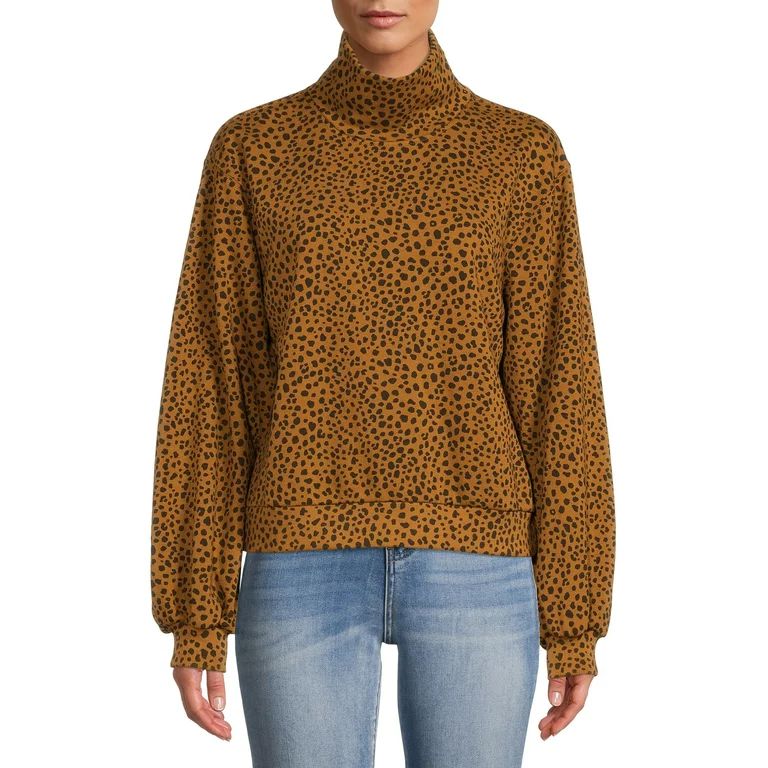 Time and Tru Women's Fleece Mock Neck Sweatshirt | Walmart (US)