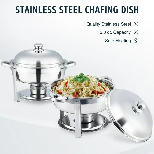 Wilprep 2 Pack Chafing Dish Buffet Set 5 qt Stainless Steel Chafers for BBQ Parties More | Walmart (US)
