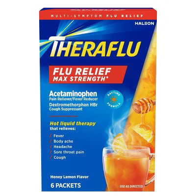 Theraflu MS Flu Relief Max Daytime Powder - Acetaminophen - Honey Lemon - 2.89oz/6ct | Target