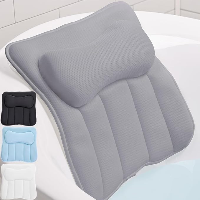 GORILLA GRIP Bath Pillow for Tub, Strong Suction Cups, Headrest with Mesh FlexComfort Technology,... | Amazon (US)