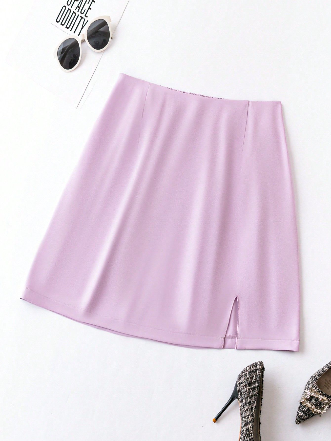 SHEIN Essnce Plus Split Hem PU Leather Skirt | SHEIN