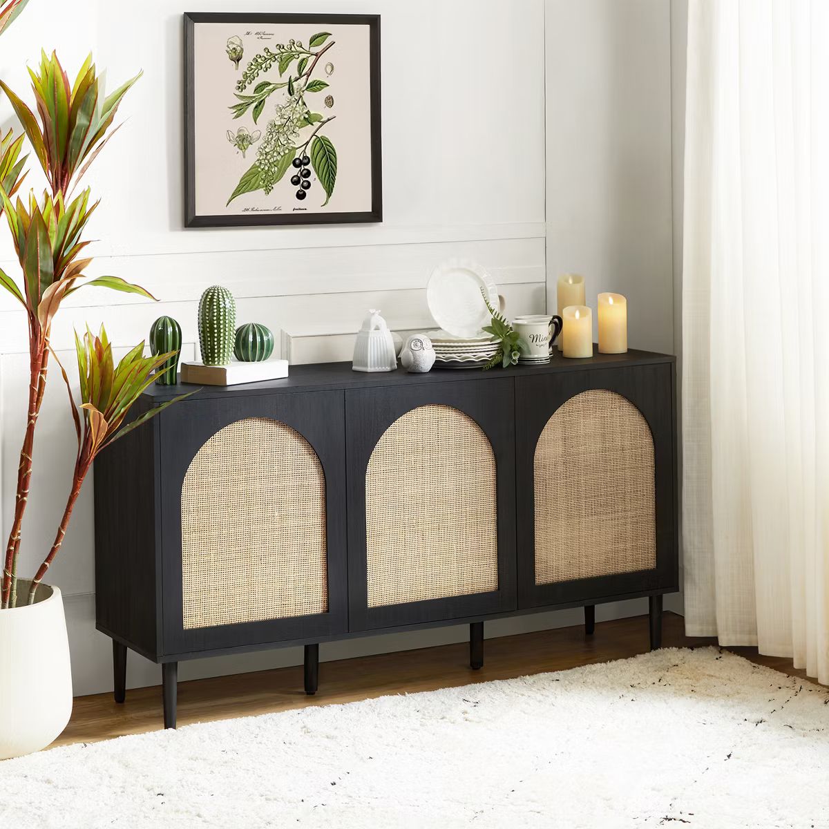 Philemon 56 Wide Three-door Coastal Sideboard with adjustable legs and  shelves | Karat Home | Target