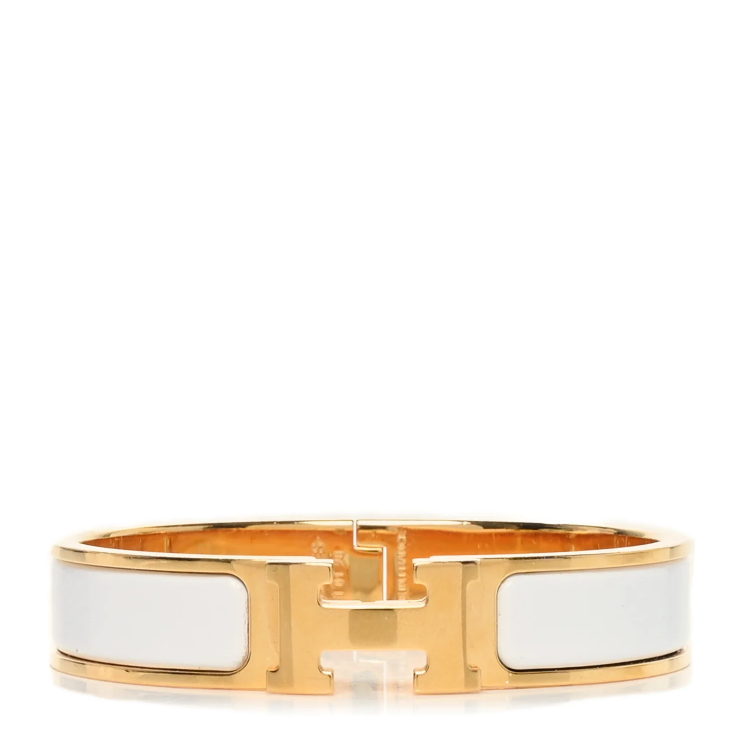 Enamel Narrow Clic Clac H Bracelet PM White | FASHIONPHILE (US)