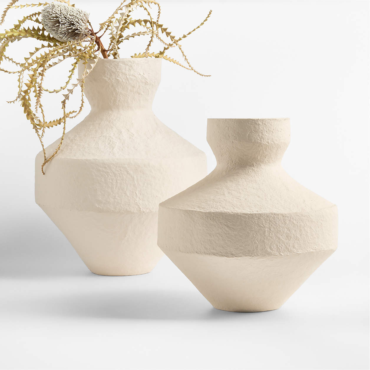Marla White Paper Mache Vase 19" + Reviews | Crate & Barrel | Crate & Barrel