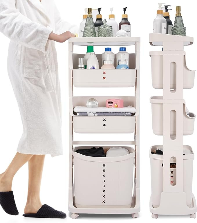 Zomhusea Laundry Basket with Wheels,4-Tier Rolling Laundry Sorter with Removable Storage Basket, ... | Amazon (US)