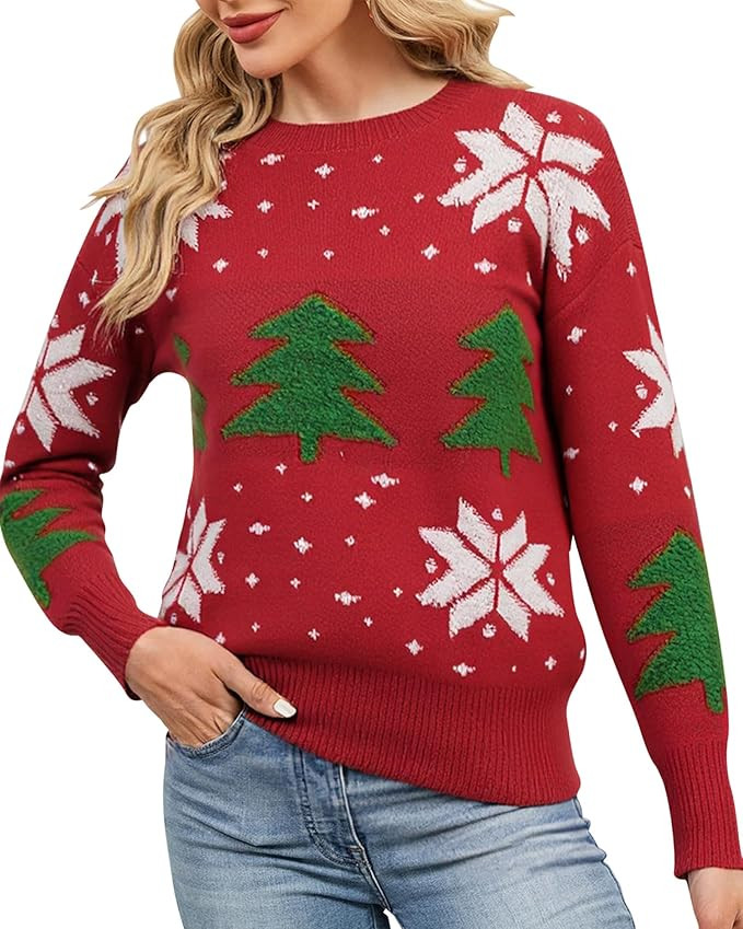 Womens Funny Ugly Christmas Sweater Oversized Chunky Batwing Long Sleeve Crewneck Pullover Sweate... | Amazon (US)