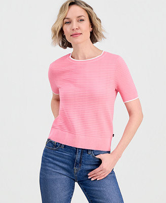 Jeans Women's Cotton Roll-Neck Raised-Stripe Sweater | Macy's