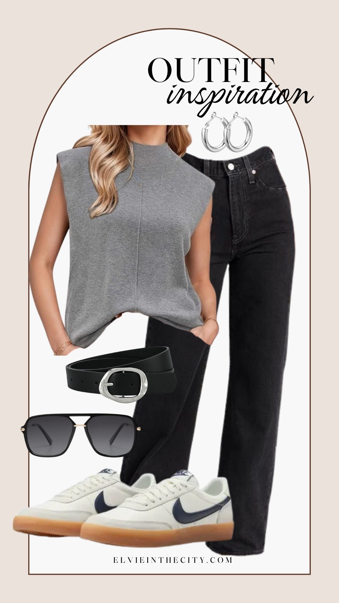 Jeans outfit inspiration! This outfit includes a sleeveless mock neck sweater paired with wide-leg Levi’s jeans, a black belt, silver hoops, sunglasses, and Nike sneakers.

Ootd, casual outfit, winter outfit, transitional outfit, fashion over 40, over 50 style, amazon fashion

#LTKFindsUnder50 #LTKOver40 #LTKootd