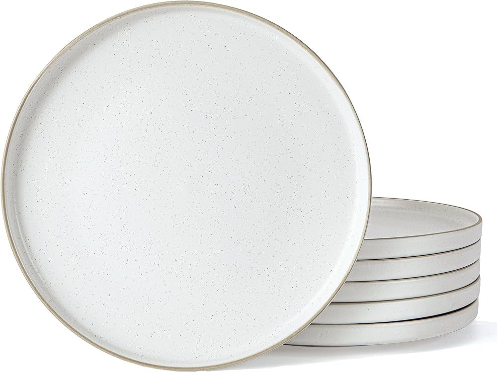 S&Q'S CERAMICS S&Q Dinner Plates Set of 6, 10.5 inch Matte Off-White Plates Ceramic Dinnerware Se... | Amazon (US)