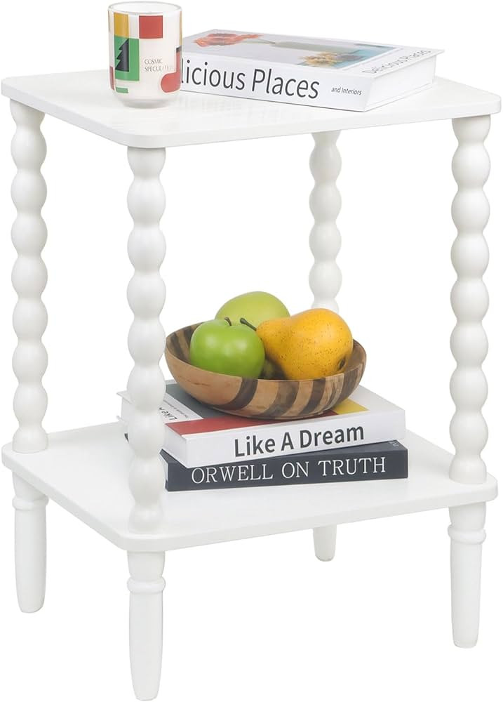 Fultyle White End Table, Small Side Table with Storage Shelf, 2-Tier Modern NightStand for Bedroo... | Amazon (US)
