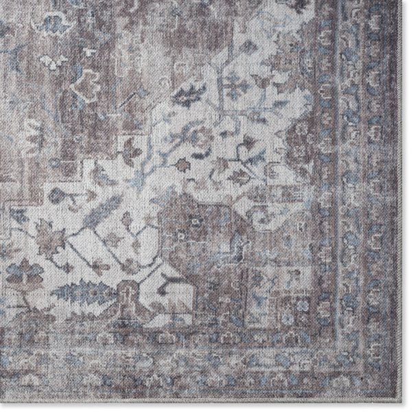 Everwash Callaghan Esther Medallion Machine Washable Area Rug, 1'11"x7'2", Grey/Ivory/Blue - Walm... | Walmart (US)