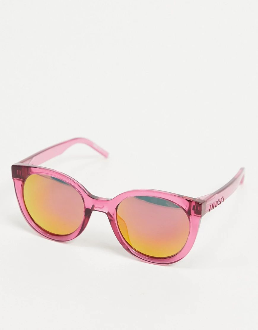 HUGO round sunglasses in pink | ASOS (Global)