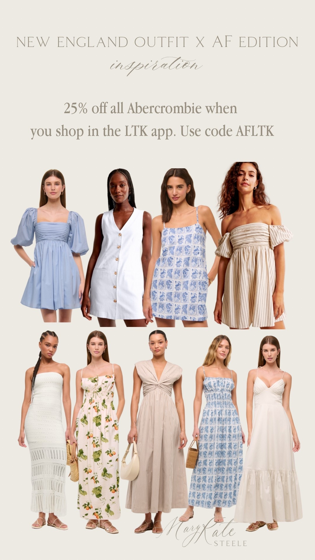 Sharing a few of my favorite dresses from Abercrombie! Everything is 25% off when you shop in the LTK app! Another perfect opportunity to build your Summer New England wardrobe!

#LTKSpringSale #LTKFindsUnder100