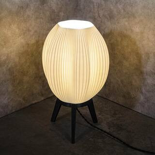 Wavy 16.5 in. White/Black Modern Contemporary Plant-Based PLA 3D Printed Dimmable LED Table Lamp | The Home Depot