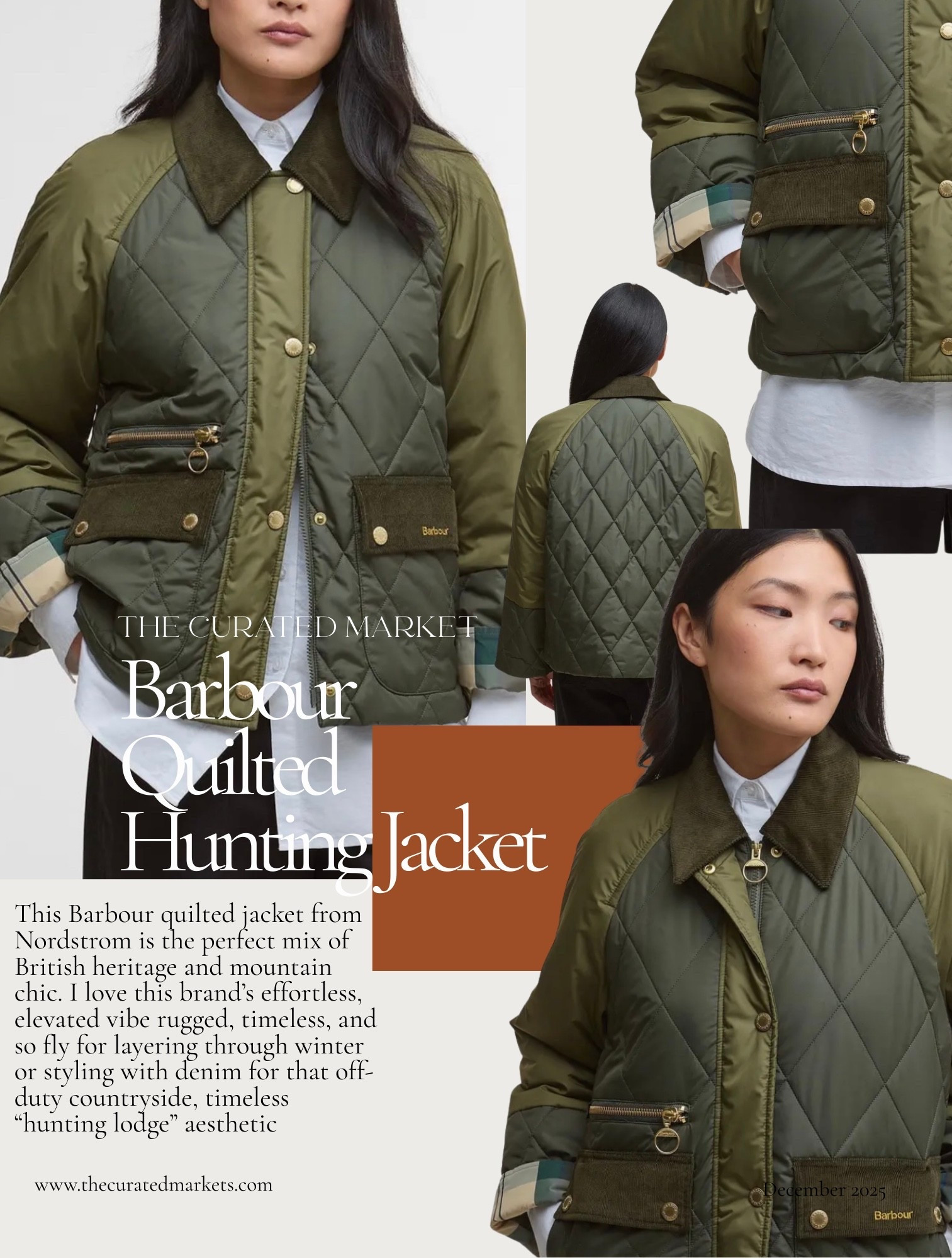 This Barbour quilted jacket from Nordstrom is everything — classic British heritage meets modern mountain chic. The diamond quilting, corduroy collar, and tartan lining give it that timeless “hunting lodge” aesthetic that just feels elevated and effortless. I personally love this brand their pieces always nail that rugged yet refined vibe. Perfect for layering through winter or styling with denim for that off duty countryside look.

quilted jacket, Barbour jacket, fall fashion outfit, winter coat style, heritage outerwear, Nordstrom finds, cozy chic, countryside style, winter outfits 

#LTKOver40 #LTKMidsize #LTKootd