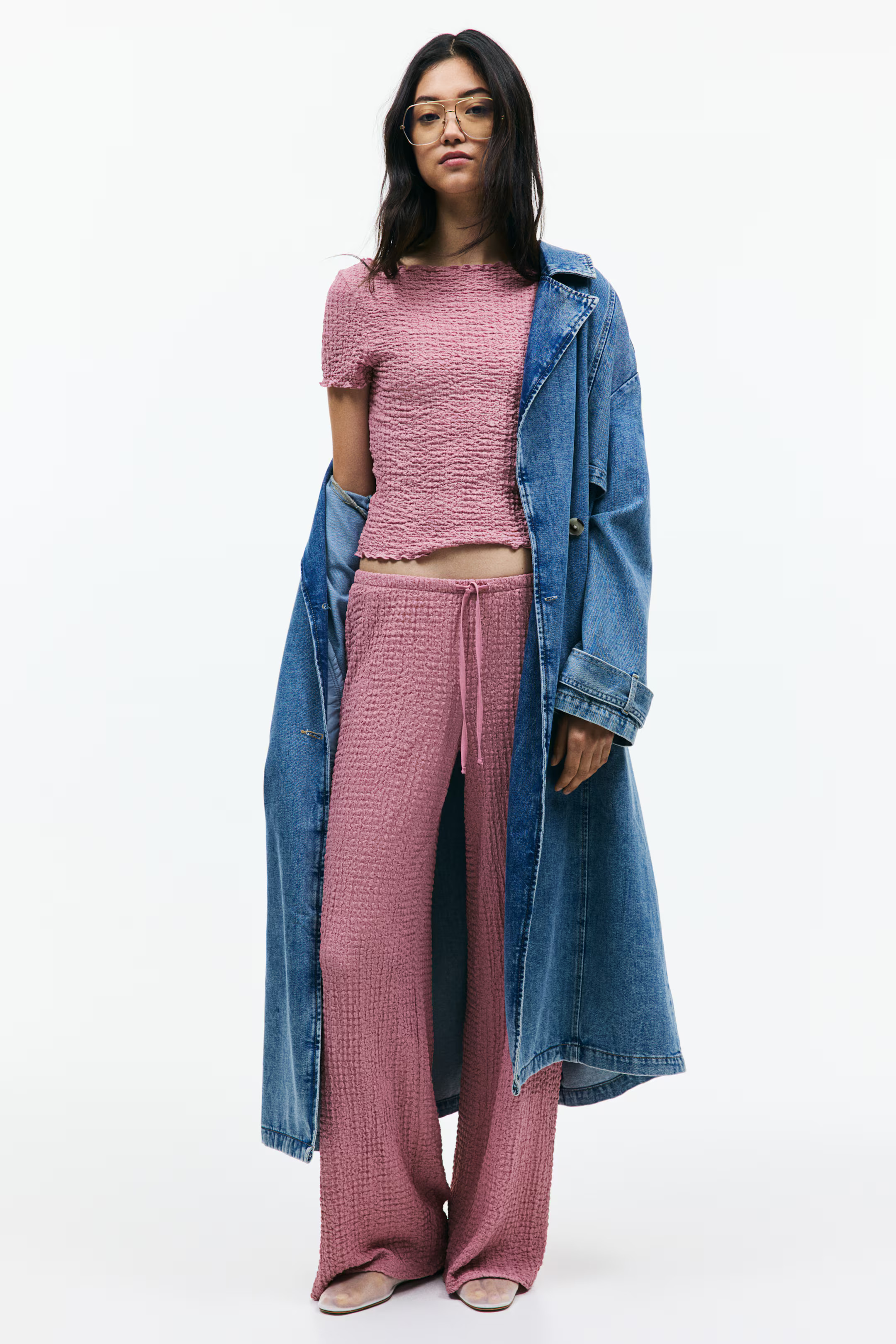 Crinkled Top with Overlocked Trim | H&M (US + CA)