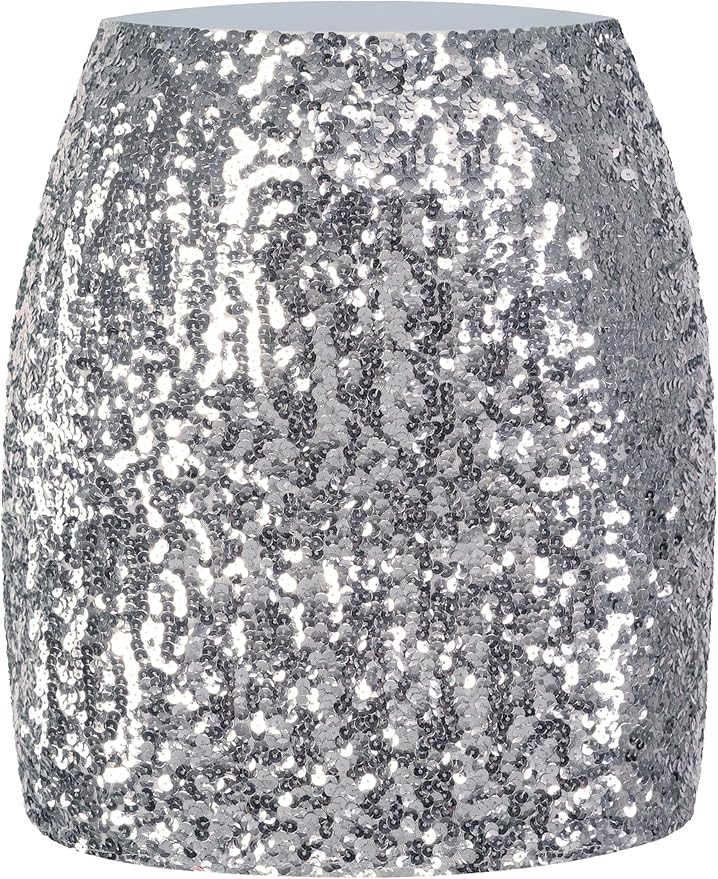 MANER Women's Sequin Skirt Sparkle Stretchy Bodycon Mini Skirts Night Out Party | Amazon (US)