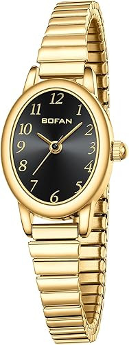 BOFAN Small Gold Watches for Women Easy Read Ladies Quartz Wrist Watches with Stainless Steel Exp... | Amazon (US)