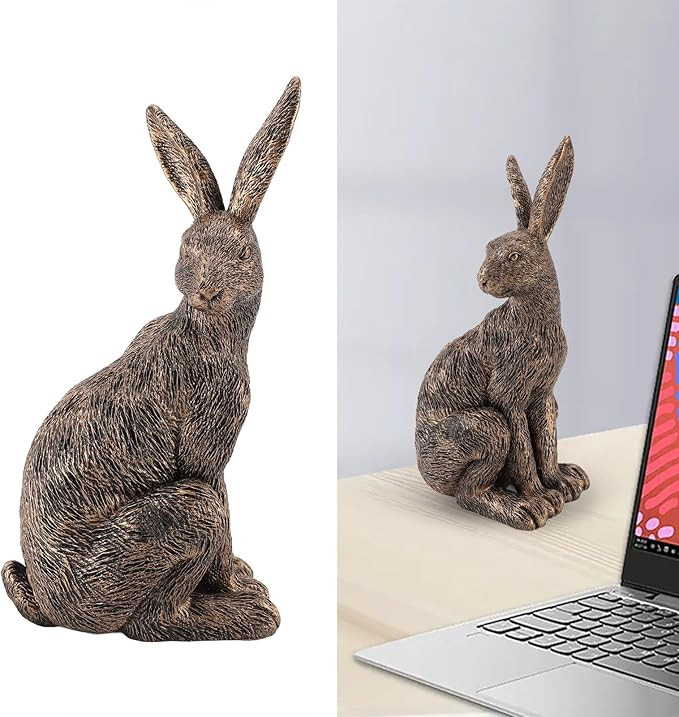 Tyenaza Sitting Rabbit Decor, Antique Resin Animal Collectable Figurine Ornament Realistic Rabbit... | Amazon (US)