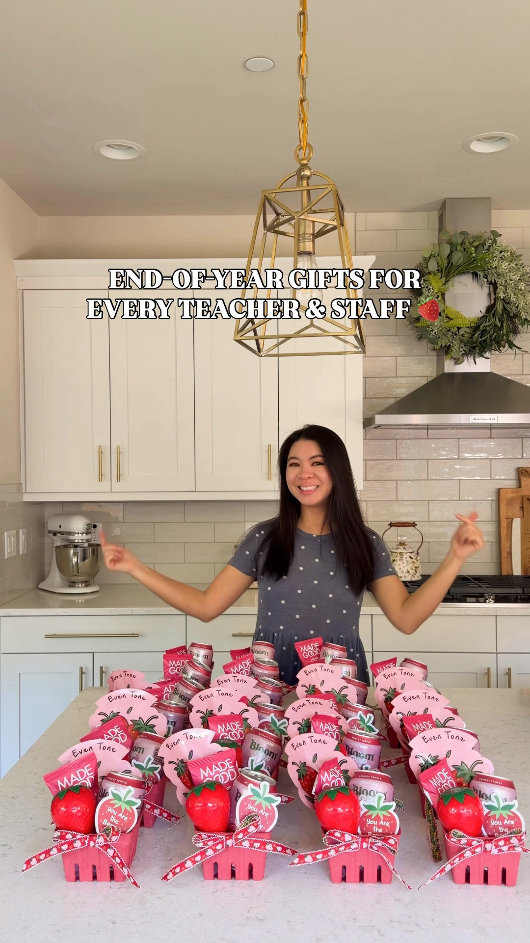 END-OF-YEAR TEACHER GIFT IDEA! 🍓 Are we the last ones still in school this week?! 😂 

@tonymoly sent over these adorable strawberry masks and hand creams, so I put together 24 strawberry-themed gift baskets for all the teachers and staff. Just a small way to thank all of the teachers and support staff for an amazing school year! ❤️ 

The berry basket came as a kit with the ribbon, tags and even cellophane wrap!

Strawberry themed gift baskets, granola bites, Bloom soda, hand cream, sheet mask

#LTKsummer #LTKhome #LTKgiftguide