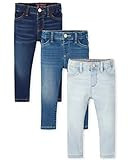 The Children's Place Baby Girls and Toddler Super-Soft Stretch Denim Jeggings, 3 Pack, Brooke/Ice/Reflection Blue 3 Pack, 6-9 Months US | Amazon (US)