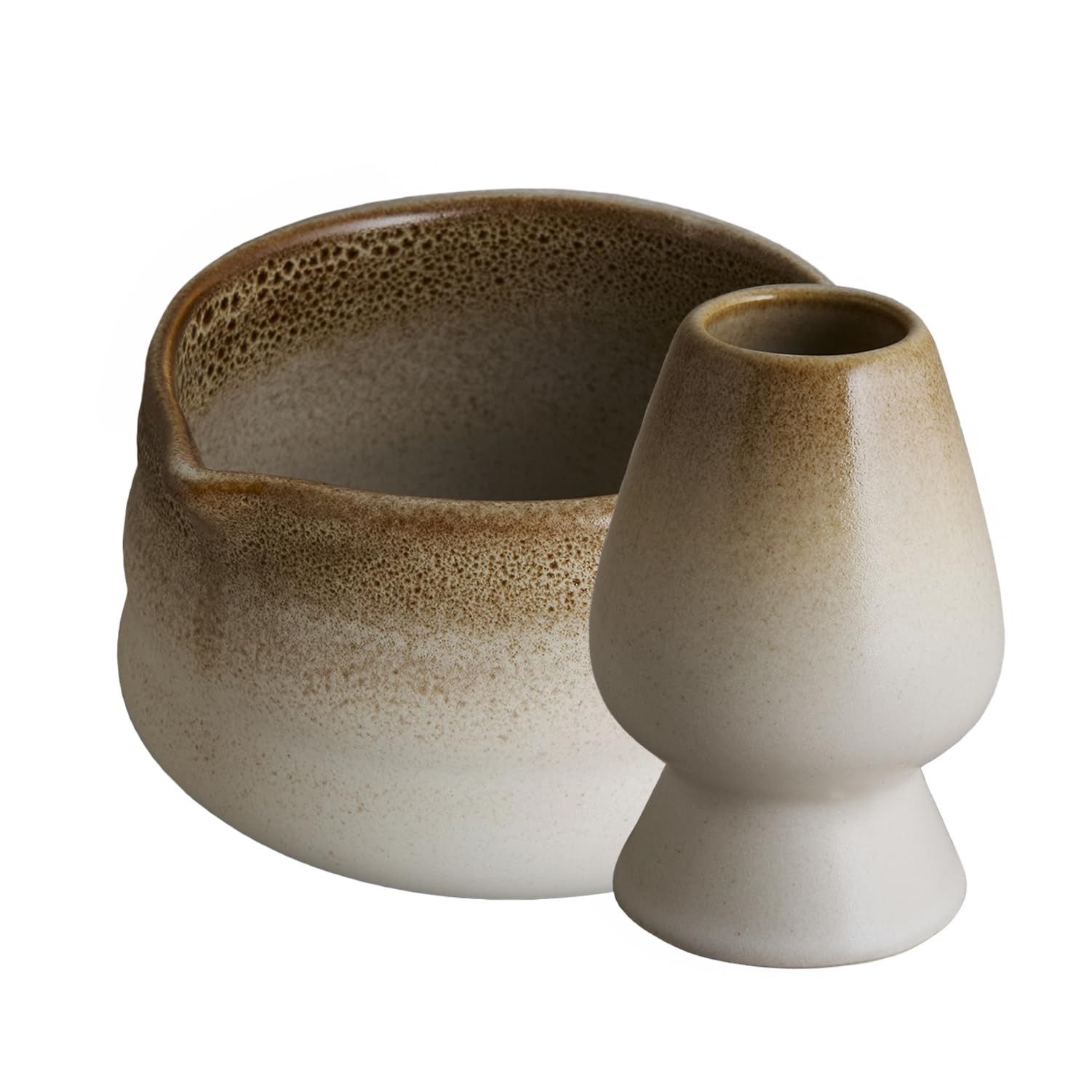 Goodies Ombre Matcha Bowl and Whisk Stand Set, Glazed, Dishwasher Safe, Microwave Safe, Spill-Fre... | Amazon (US)