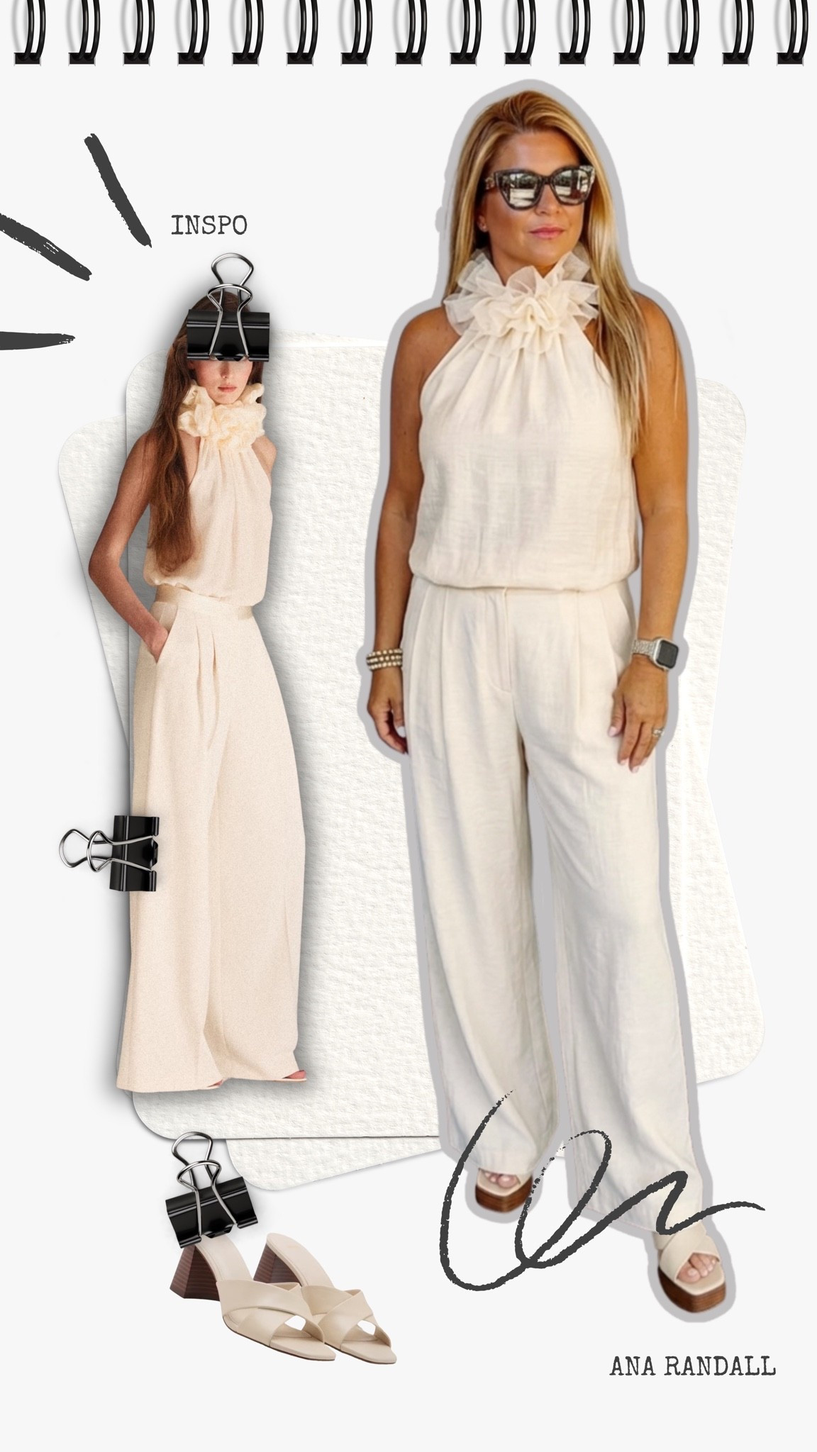 Inspo vs. Reality: Chic Neutral Edition

Found the perfect pieces to recreate this stunning high-neck ruffle outfit! It's effortless, elegant, and so comfortable for warm-weather events.

Everything is linked for you on my LTK! 

Click to shop the top, pants, and sandals.

XOXO,
Ana Randall💗

#SummerOutfits #NeutralAesthetic
#OOTD #ClassyStyle

#LTKtravel #LTKshoes #LTKstyletip