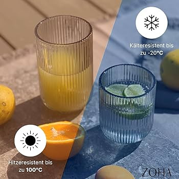 Zoha Riffle Gläser 400 ml im 2er Set – Design Teegläser & Kaffeebecher Glas – Riffelgläs... | Amazon (DE)