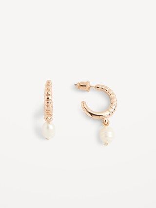 Gold-Toned Freshwater Pearl Stud-Hoop Earrings for Women | Old Navy (US)