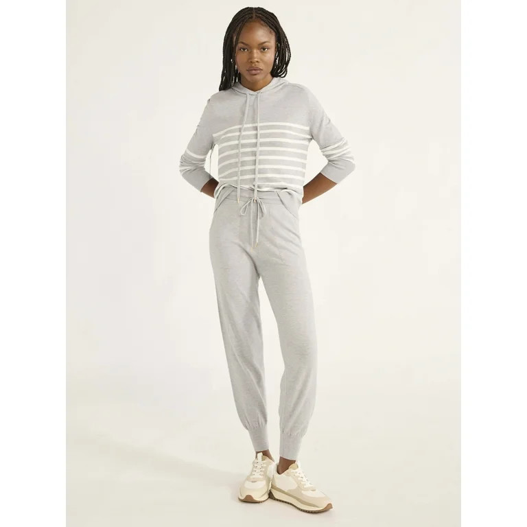 Free Assembly Women's and Women's Plus Cozy Yarn Sweater Jogger Pants with Ribbed Cuffs, 28” in... | Walmart (US)