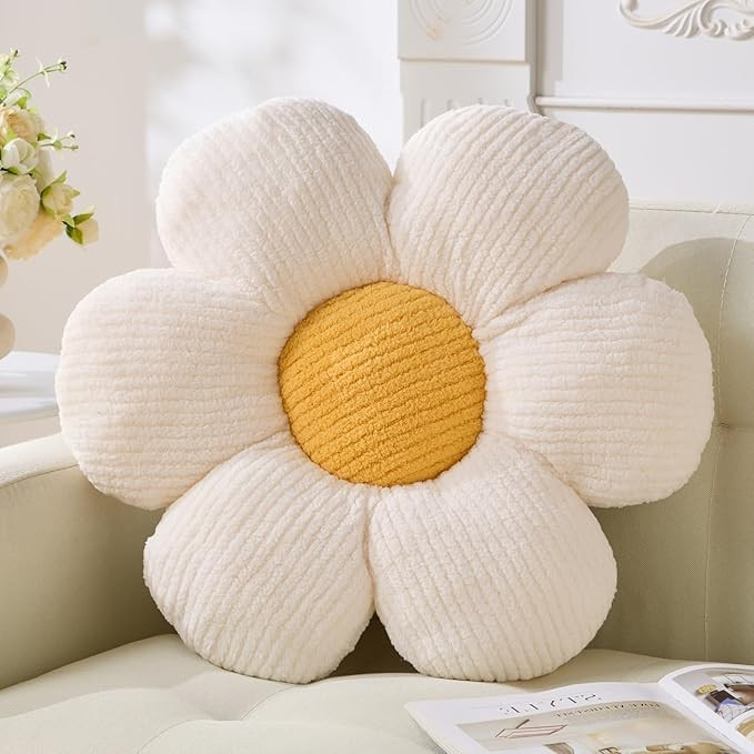 Flower Pillow, Cute Daisy Pillow Off White Flower Shaped Throw Pillow Cushion Seating 15.75" Flow... | Amazon (US)